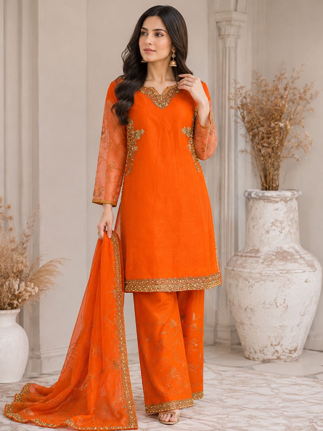 Embroidered 3-Piece Kurta Set