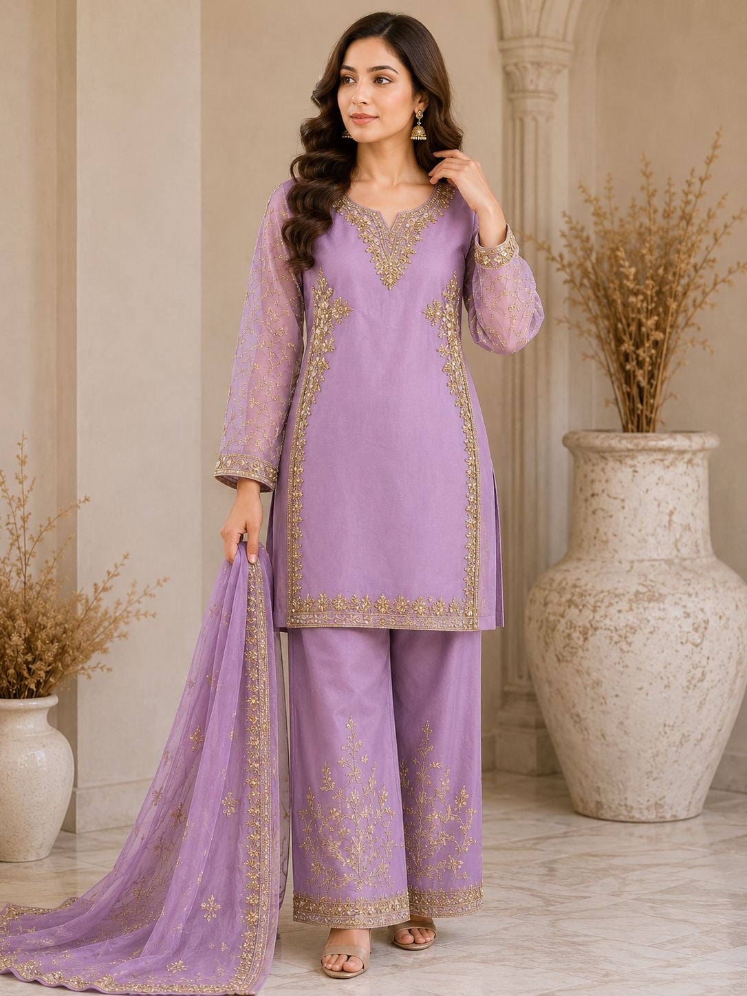 Embroidered 3-Piece Kurta Set