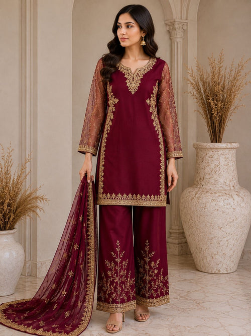 Embroidered 3-Piece Kurta Set