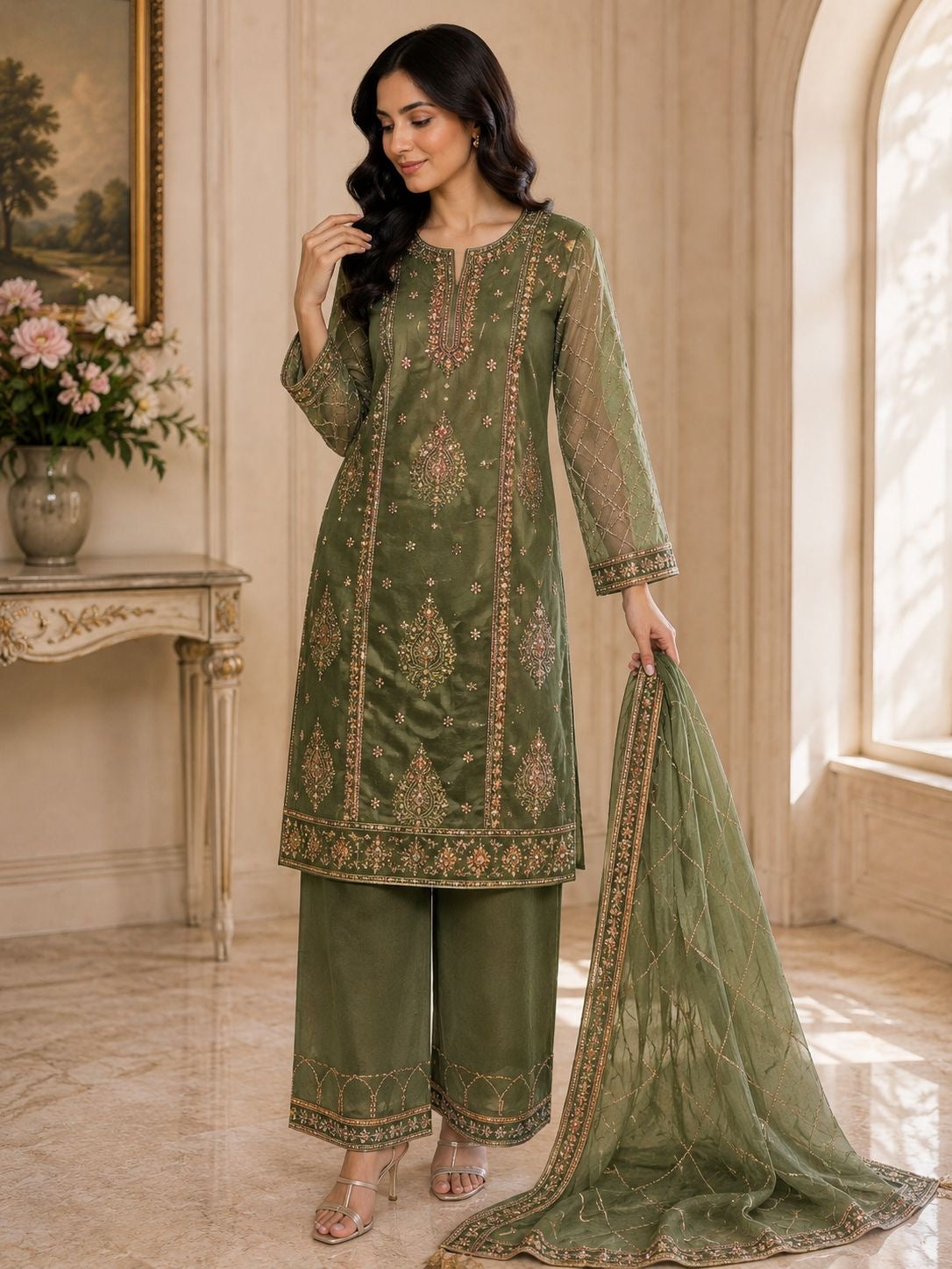 Shfoon Royal Elegant Embroidered 3-piece Suit