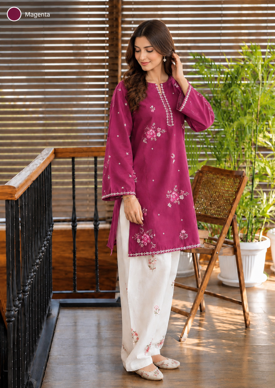 Luxury Lawn A-Line Tunic & Floral Trouser Set