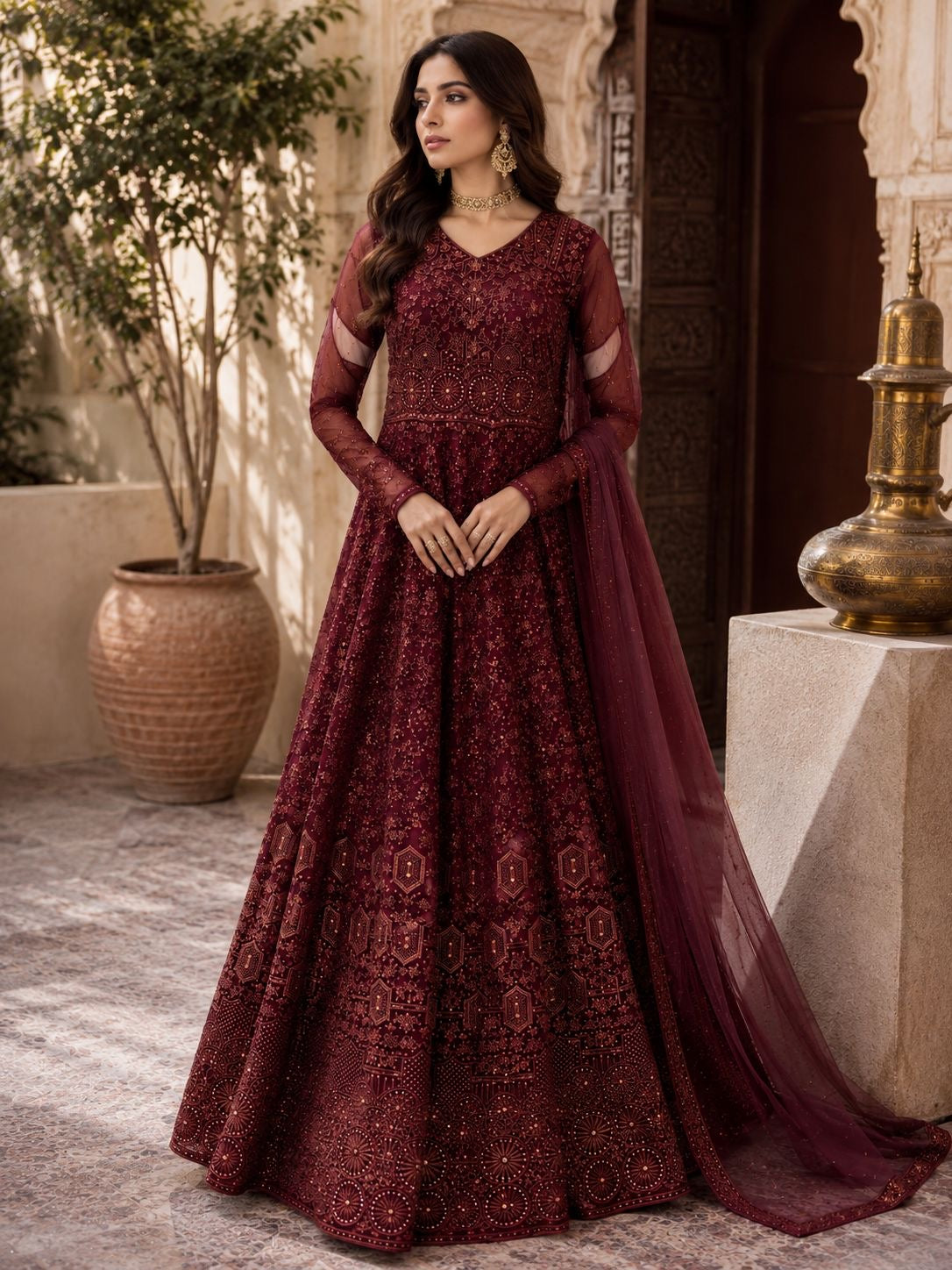 Embroidered Net Maxi – Premium Festive Collection